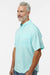 Paragon 700 Mens Hatteras Performance Moisture Wicking Short Sleeve Button Down Shirt w/ Double Pockets Aqua Blue Model Side