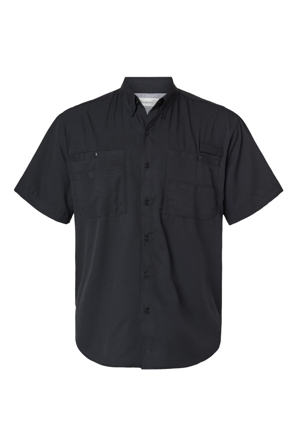 Paragon 700 Mens Hatteras Performance Short Sleeve Button Down Shirt Black Flat Front