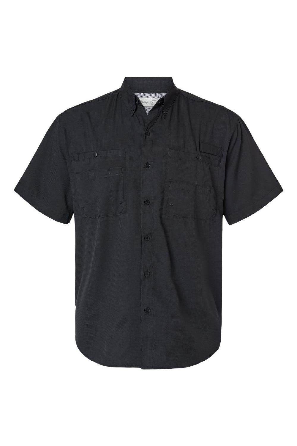 Paragon 700 Mens Hatteras Performance Moisture Wicking Short Sleeve Button Down Shirt w/ Double Pockets Black Flat Front