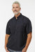 Paragon 700 Mens Hatteras Performance Moisture Wicking Short Sleeve Button Down Shirt w/ Double Pockets Black Model Front