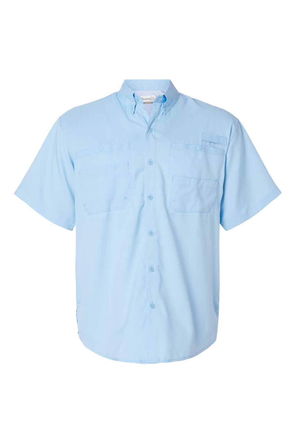 Paragon 700 Mens Hatteras Performance Moisture Wicking Short Sleeve Button Down Shirt w/ Double Pockets Blue Mist Flat Front