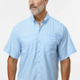 Paragon Mens Hatteras Performance Moisture Wicking Short Sleeve Button Down Shirt w/ Double Pockets - Blue Mist
