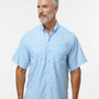 Paragon Mens Hatteras Performance Moisture Wicking Short Sleeve Button Down Shirt w/ Double Pockets - Blue Mist - NEW