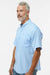Paragon 700 Mens Hatteras Performance Moisture Wicking Short Sleeve Button Down Shirt w/ Double Pockets Blue Mist Model Side