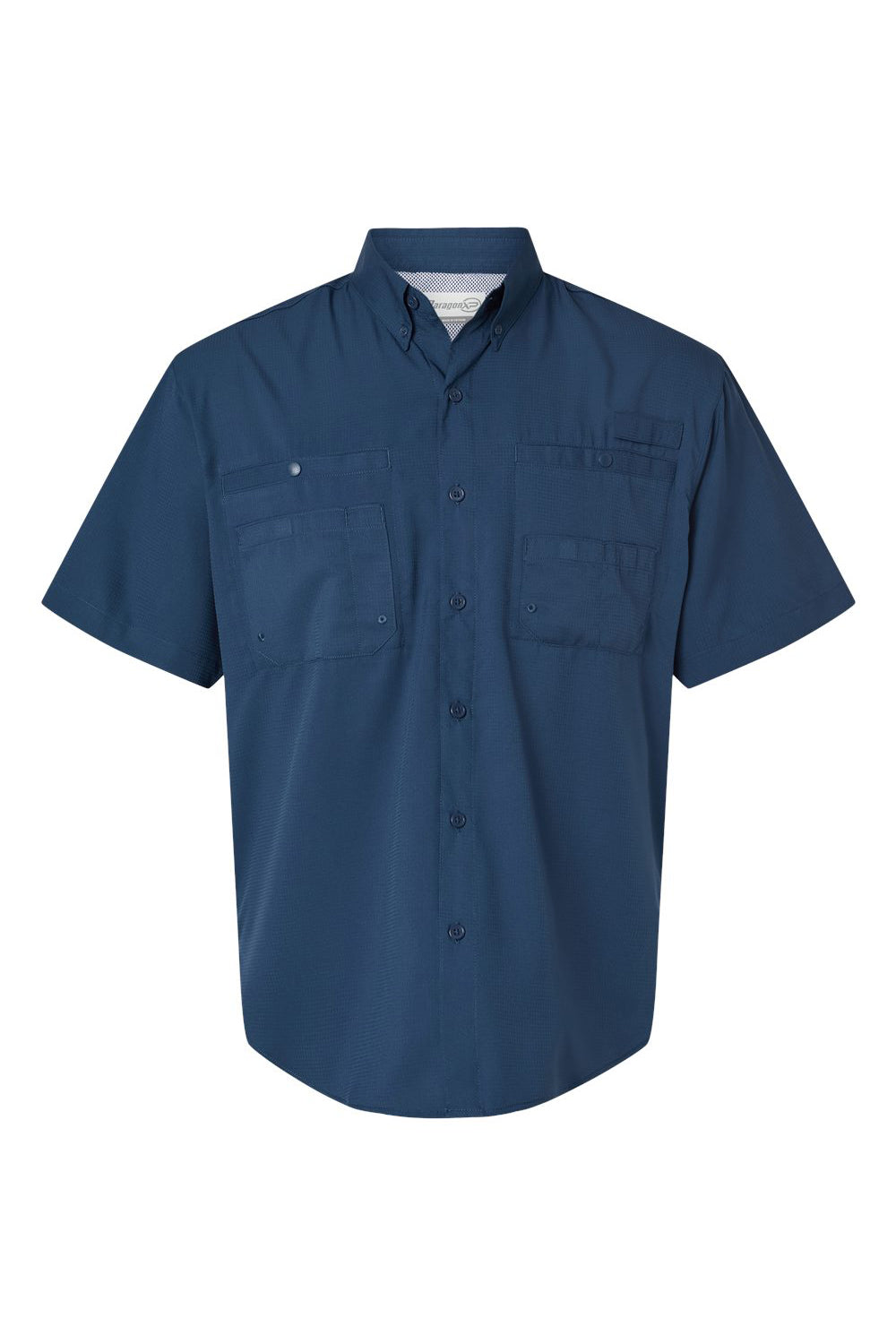 Paragon 700 Mens Hatteras Performance Moisture Wicking Short Sleeve Button Down Shirt w/ Double Pockets Navy Blue Flat Front