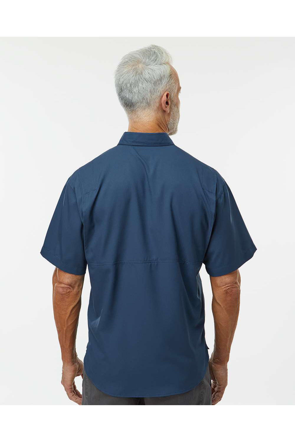 Paragon 700 Mens Hatteras Performance Short Sleeve Button Down Shirt Navy Blue Model Back