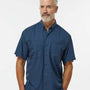 Paragon Mens Hatteras Performance Moisture Wicking Short Sleeve Button Down Shirt w/ Double Pockets - Navy Blue - NEW