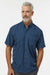 Paragon 700 Mens Hatteras Performance Moisture Wicking Short Sleeve Button Down Shirt w/ Double Pockets Navy Blue Model Front