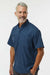 Paragon 700 Mens Hatteras Performance Moisture Wicking Short Sleeve Button Down Shirt w/ Double Pockets Navy Blue Model Side