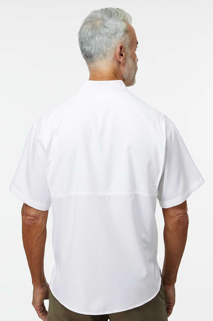 Paragon 700 Mens Hatteras Performance Moisture Wicking Short Sleeve Button Down Shirt w/ Double Pockets White Model Back