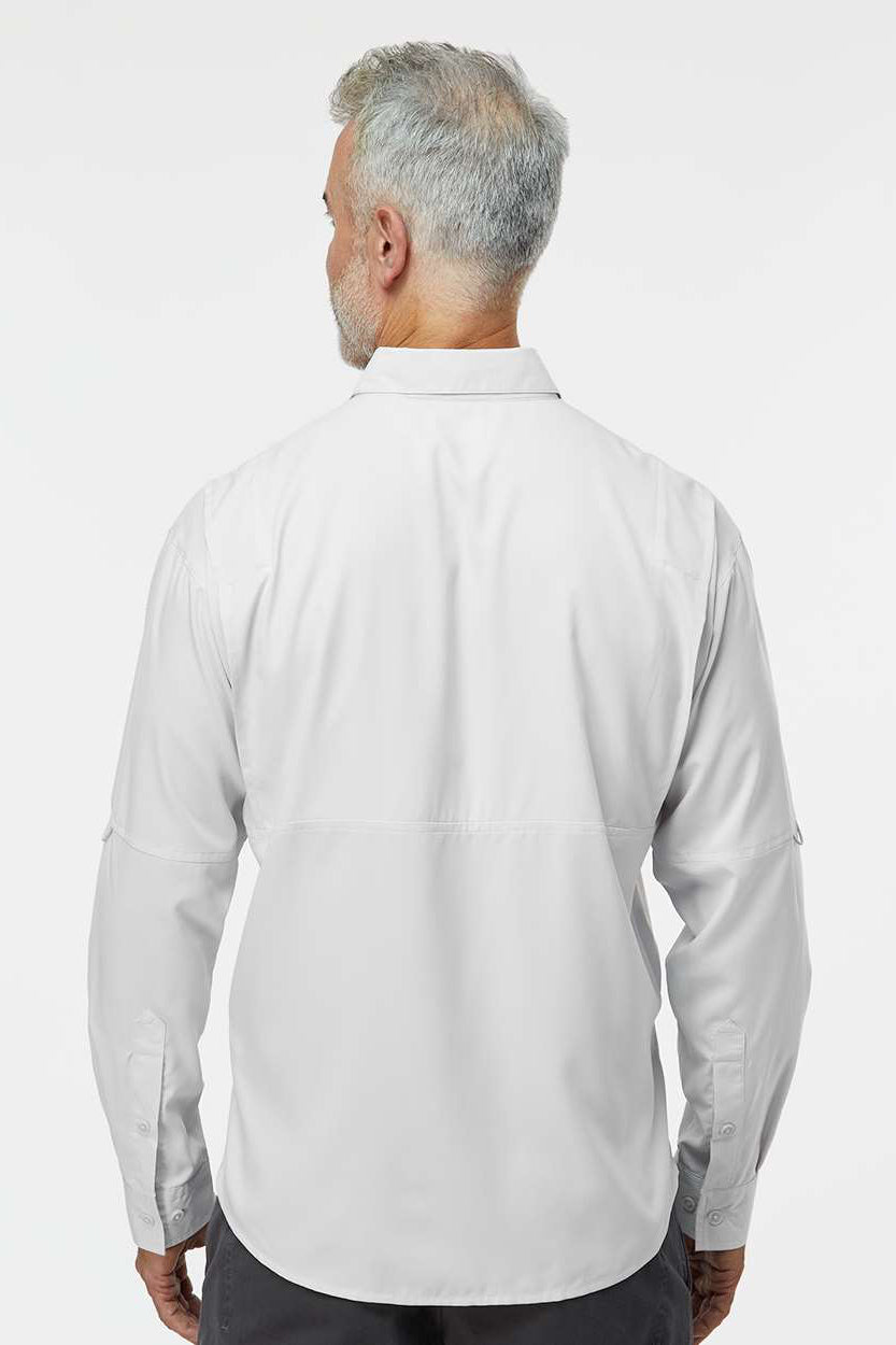 Paragon 702 Mens Kitty Hawk Performance Moisture Wicking Long Sleeve Button Down Shirt w/ Double Pockets Aluminum Grey Model Back