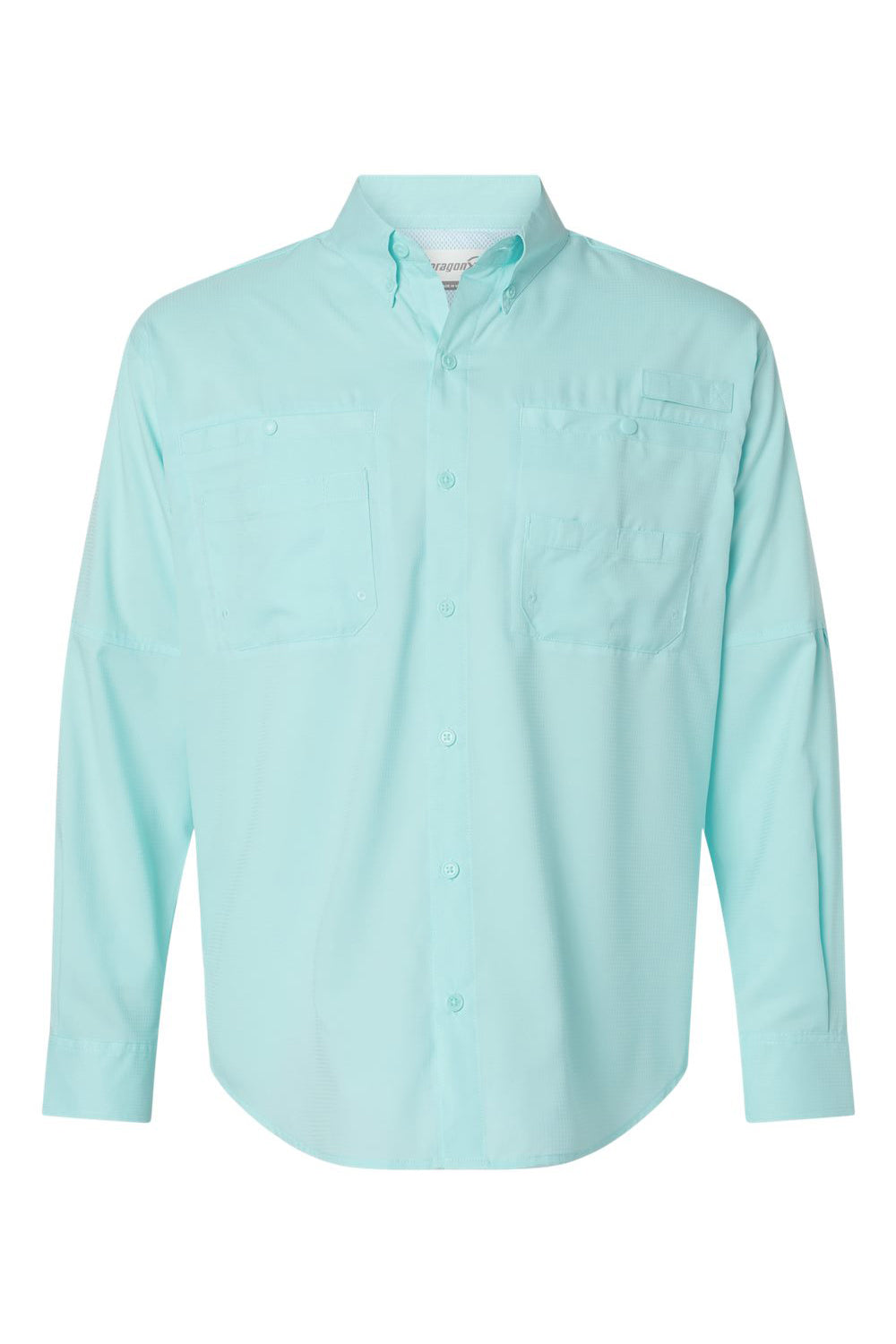 Paragon 702 Mens Kitty Hawk Performance Moisture Wicking Long Sleeve Button Down Shirt w/ Double Pockets Aqua Blue Flat Front