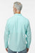 Paragon 702 Mens Kitty Hawk Performance Moisture Wicking Long Sleeve Button Down Shirt w/ Double Pockets Aqua Blue Model Back
