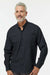 Paragon 702 Mens Kitty Hawk Performance Moisture Wicking Long Sleeve Button Down Shirt w/ Double Pockets Black Model Front