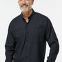 Paragon Mens Kitty Hawk Performance Moisture Wicking Long Sleeve Button Down Shirt w/ Double Pockets - Black