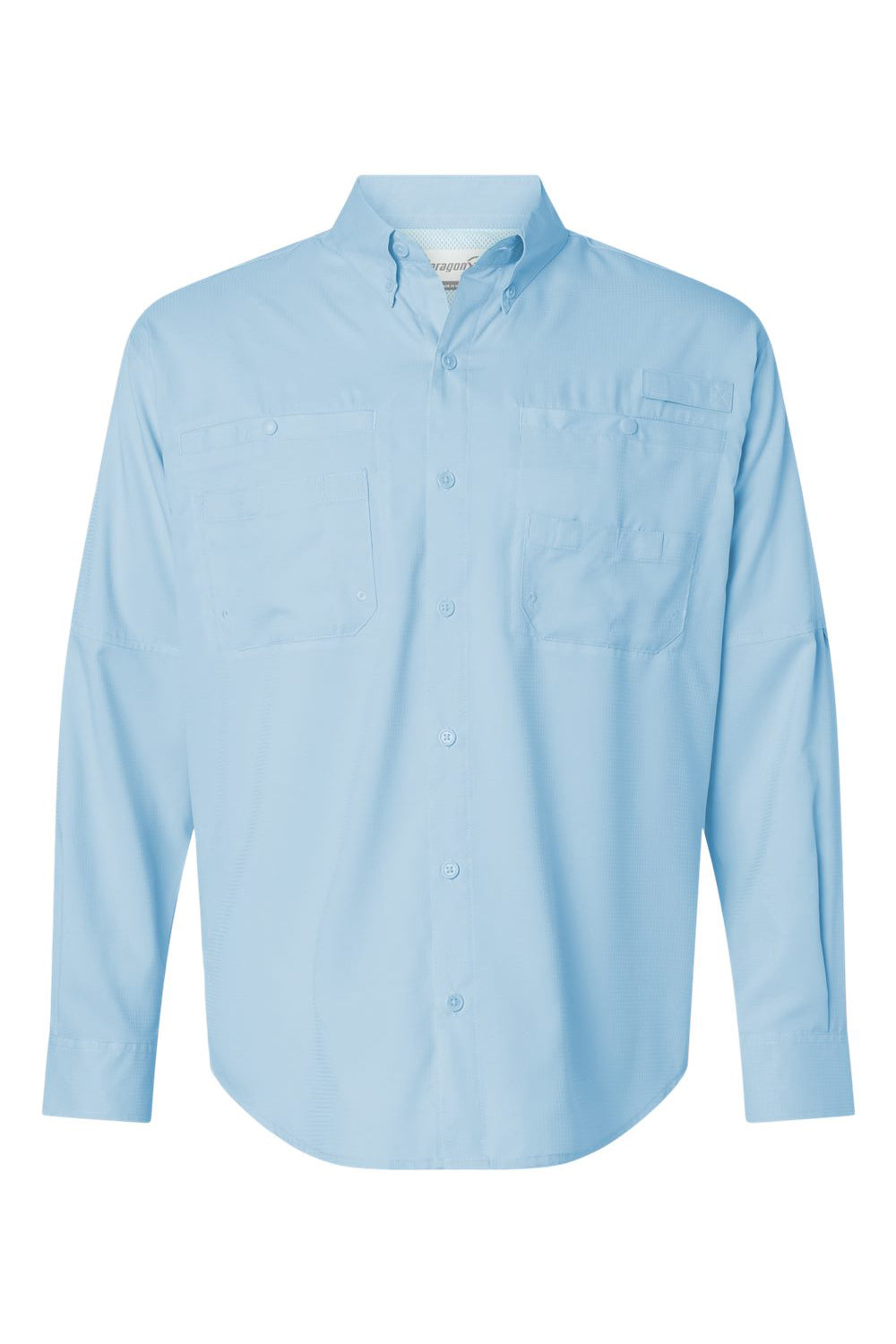 Paragon 702 Mens Kitty Hawk Performance Moisture Wicking Long Sleeve Button Down Shirt w/ Double Pockets Blue Mist Flat Front