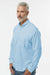 Paragon 702 Mens Kitty Hawk Performance Moisture Wicking Long Sleeve Button Down Shirt w/ Double Pockets Blue Mist Model Side