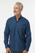 Paragon 702 Mens Kitty Hawk Performance Moisture Wicking Long Sleeve Button Down Shirt w/ Double Pockets Navy Blue Model Front