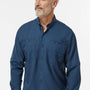 Paragon Mens Kitty Hawk Performance Moisture Wicking Long Sleeve Button Down Shirt w/ Double Pockets - Navy Blue
