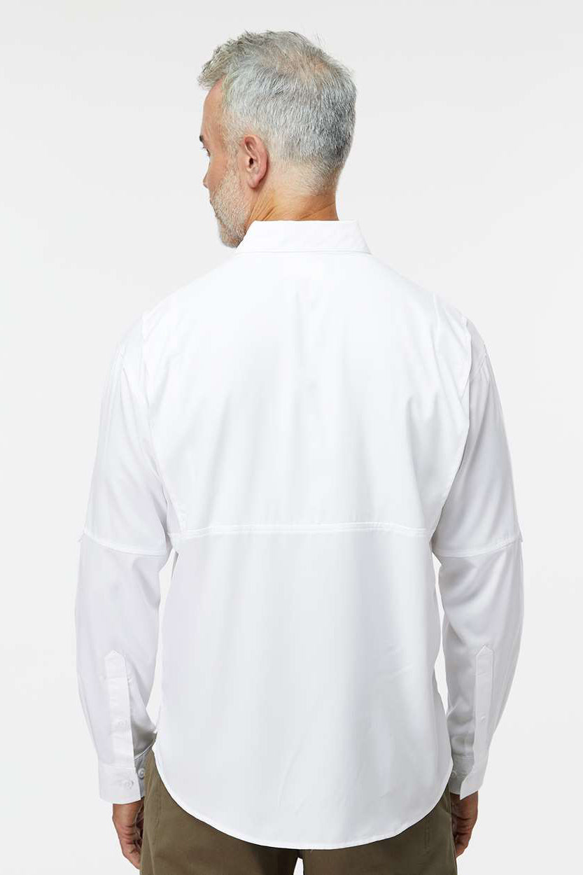 Paragon 702 Mens Kitty Hawk Performance Moisture Wicking Long Sleeve Button Down Shirt w/ Double Pockets White Model Back