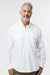 Paragon 702 Mens Kitty Hawk Performance Moisture Wicking Long Sleeve Button Down Shirt w/ Double Pockets White Model Front