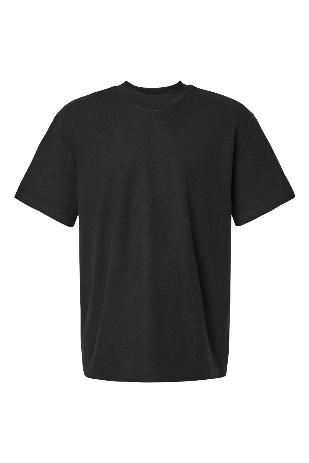 American Apparel 1PQ Mens Short Sleeve Mock Neck T-Shirt Black Flat Front