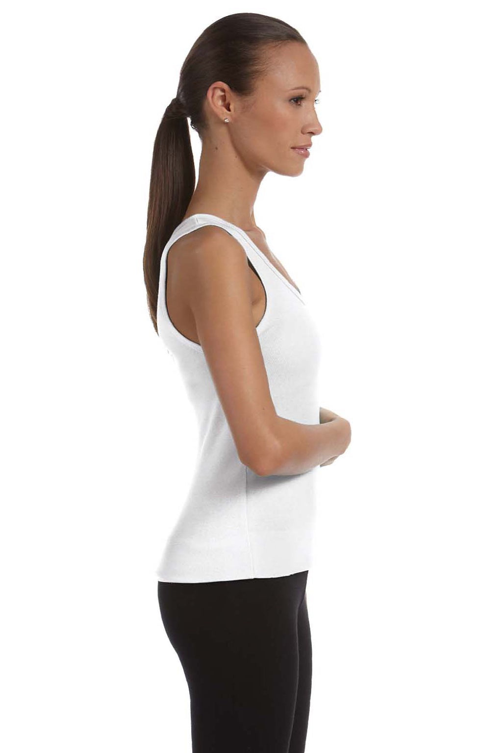 Bella + Canvas BC1080/1080 Womens Tank Top White Model Side