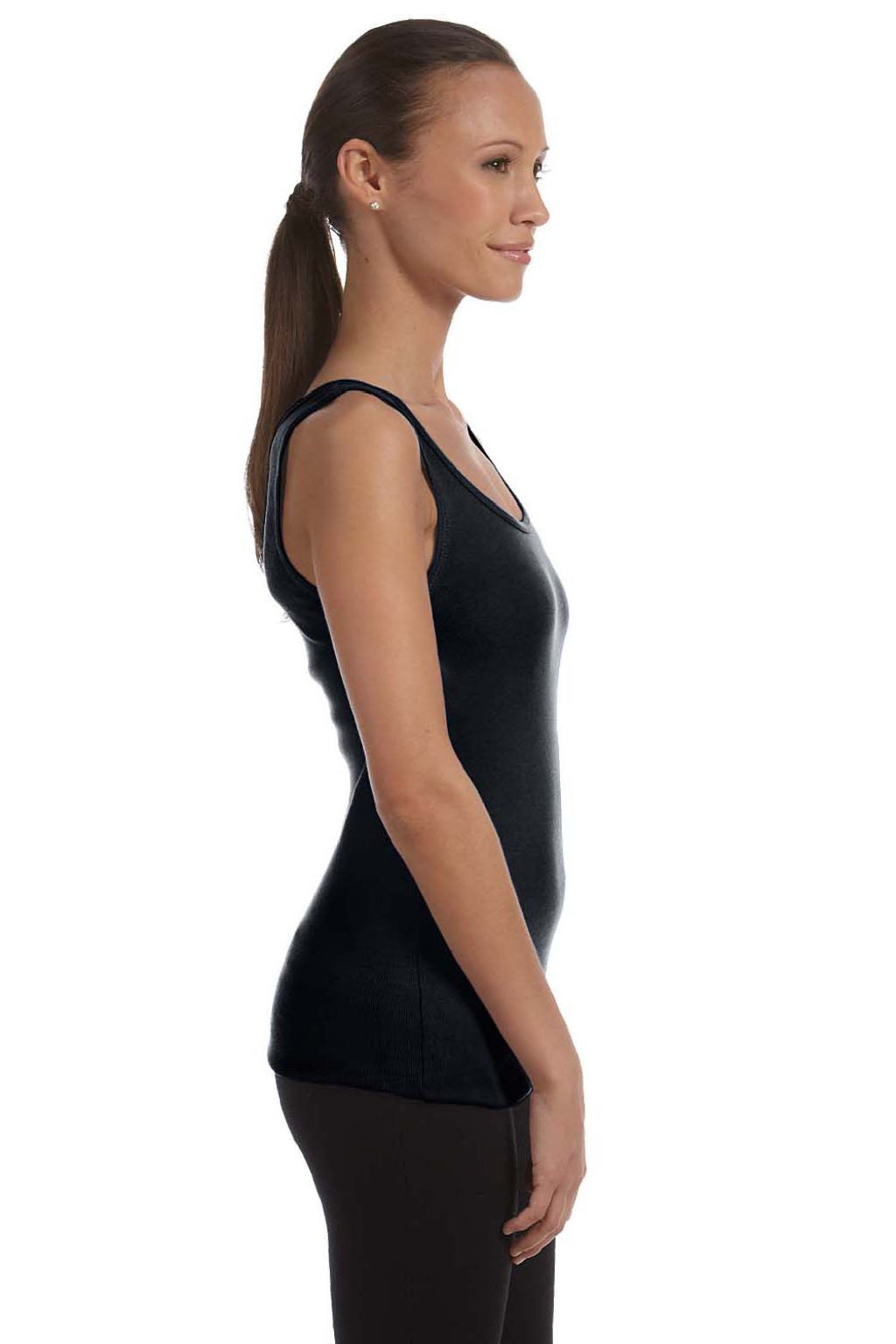 Bella + Canvas BC1080/1080 Womens Tank Top Black Model Side