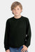 Next Level 3311 Youth Long Sleeve Crewneck T-Shirt Black Model Front