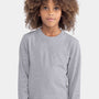 Next Level Youth Long Sleeve Crewneck T-Shirt - Heather Grey