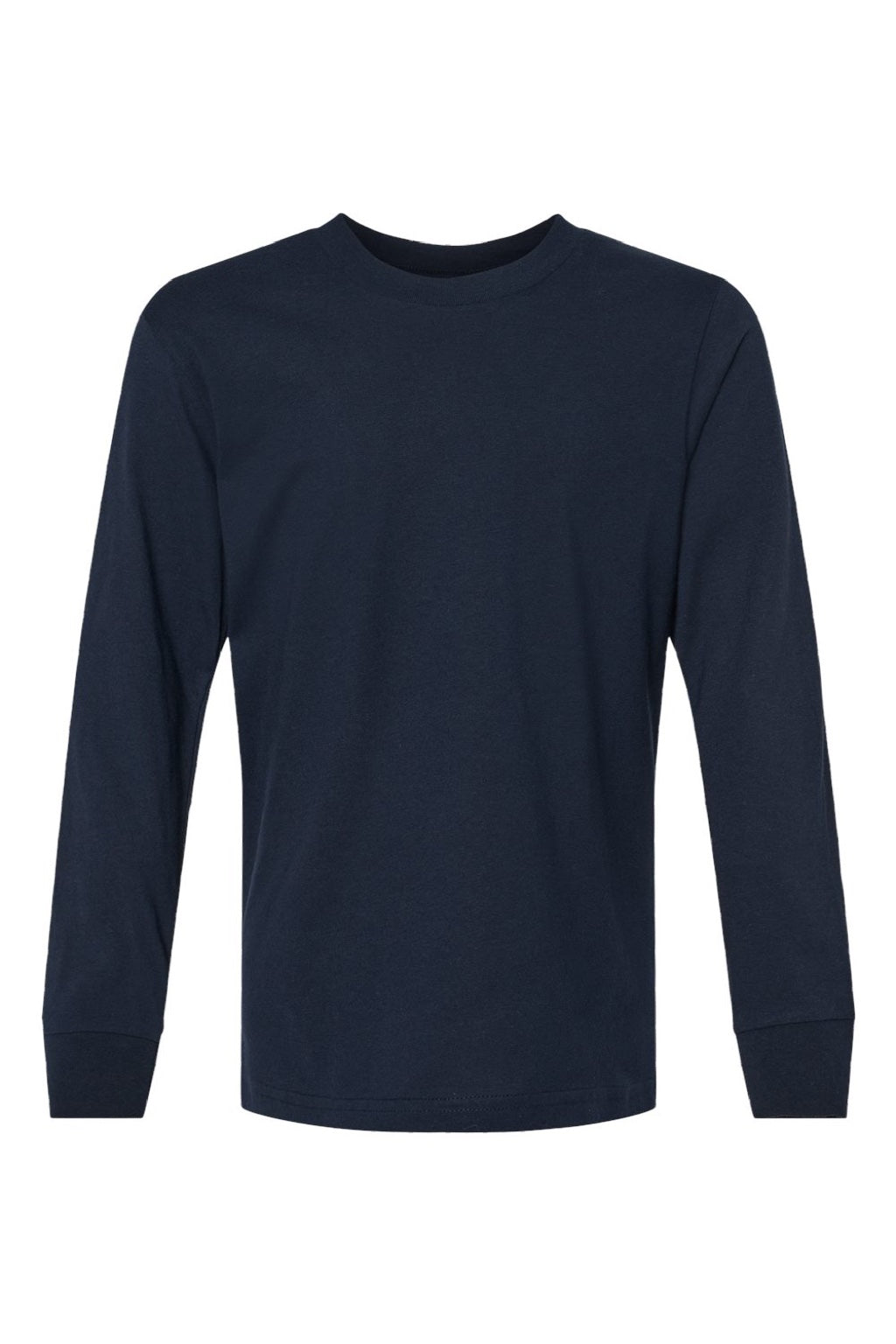 Next Level 3311 Youth Long Sleeve Crewneck T-Shirt Midnight Navy Blue Flat Front