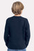 Next Level 3311 Youth Long Sleeve Crewneck T-Shirt Midnight Navy Blue Model Back