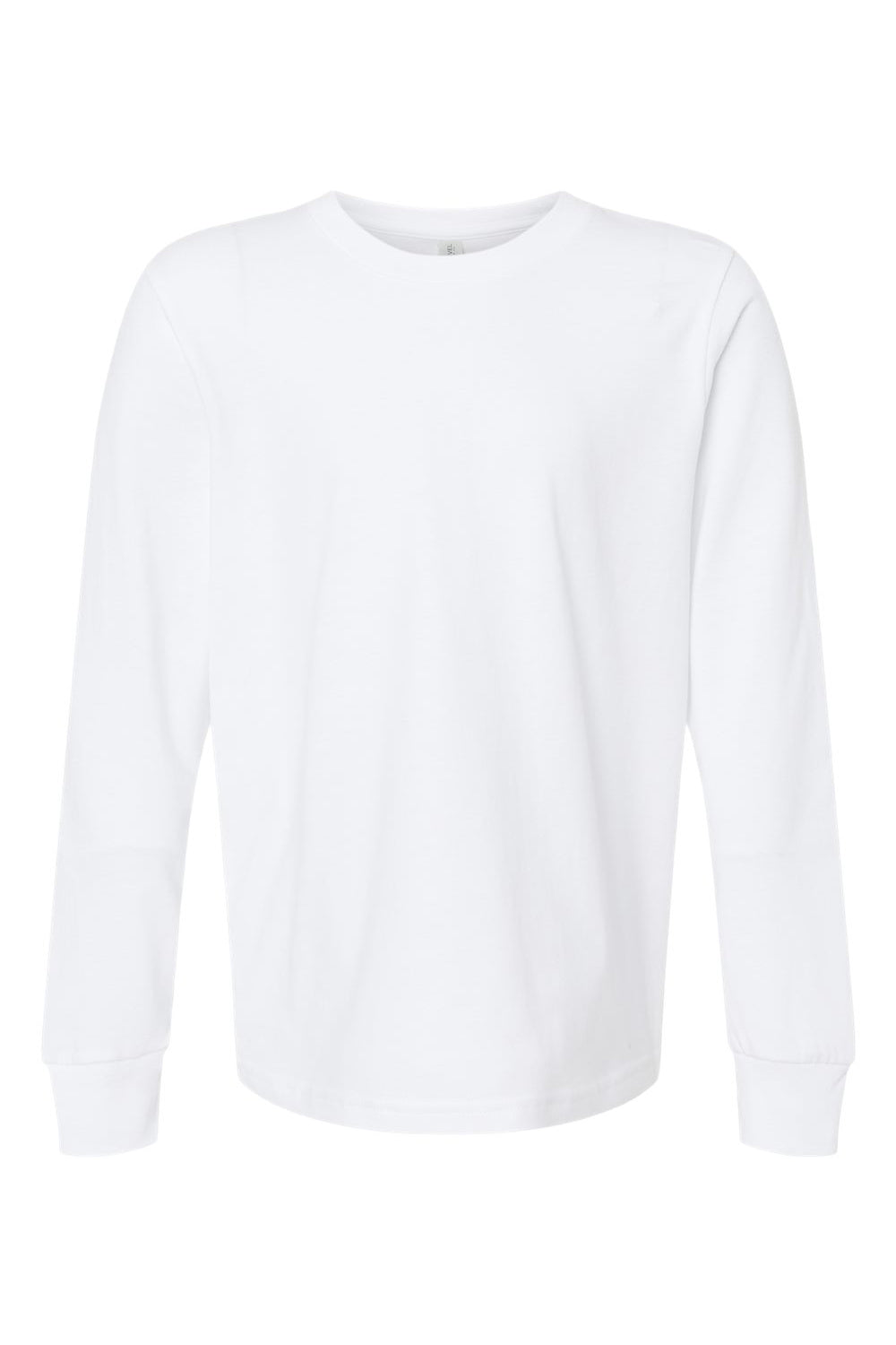 Next Level 3311 Youth Long Sleeve Crewneck T-Shirt White Flat Front