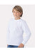 Next Level 3311 Youth Long Sleeve Crewneck T-Shirt White Model Side