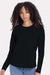 Next Level 3911 Womens Relaxed Long Sleeve Crewneck T-Shirt Black Model Front