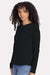 Next Level 3911 Womens Relaxed Long Sleeve Crewneck T-Shirt Black Model Side