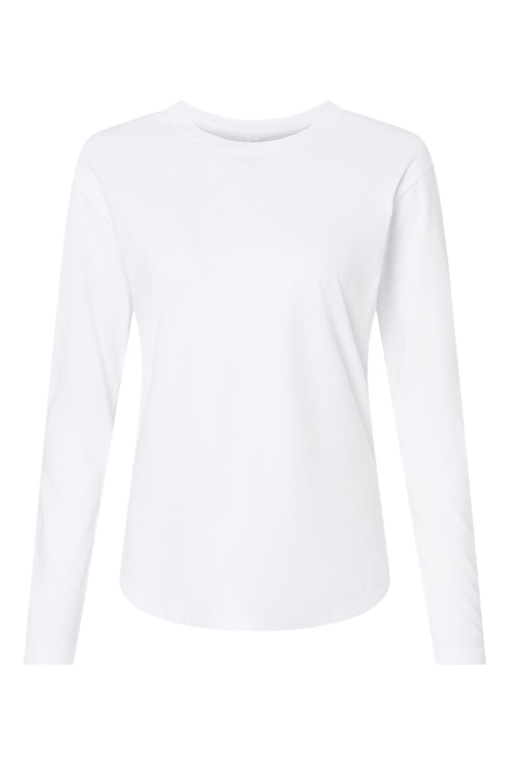 Next Level 3911 Womens Relaxed Long Sleeve Crewneck T-Shirt White Flat Front