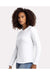 Next Level 3911 Womens Relaxed Long Sleeve Crewneck T-Shirt White Model Side