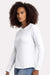 Next Level 3911 Womens Relaxed Long Sleeve Crewneck T-Shirt White Model Side