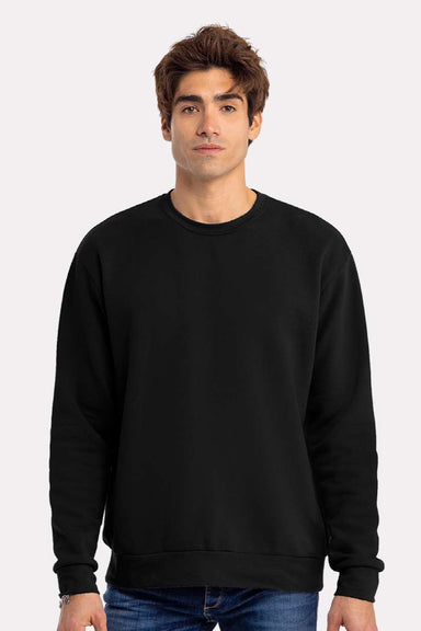 Next Level 9003 Mens Santa Barbara Crewneck Sweatshirt Black Model Front