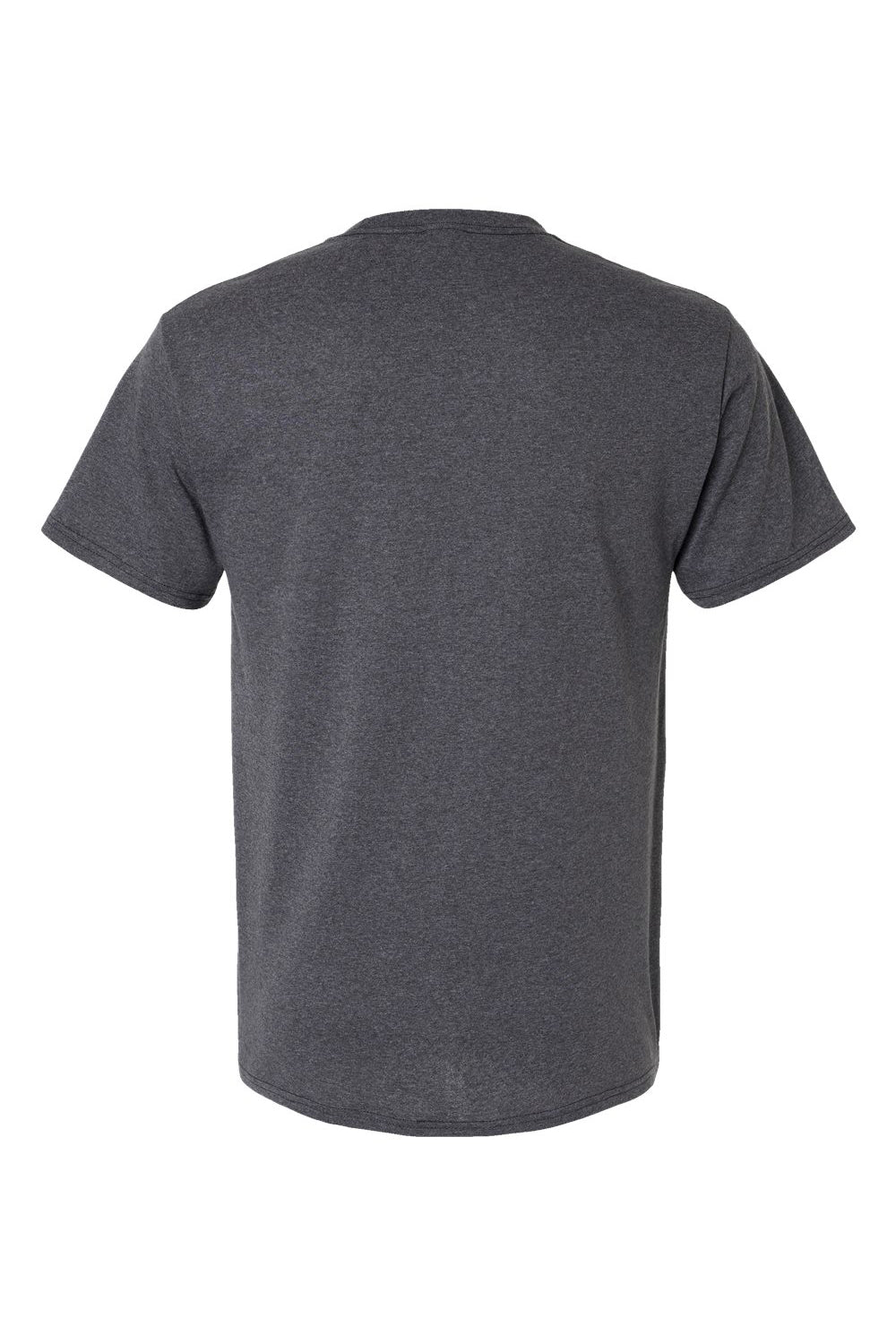 Hanes 5290P Mens Essential Short Sleeve Crewneck T-Shirt w/ Pocket Heather Charcoal Grey Flat Back