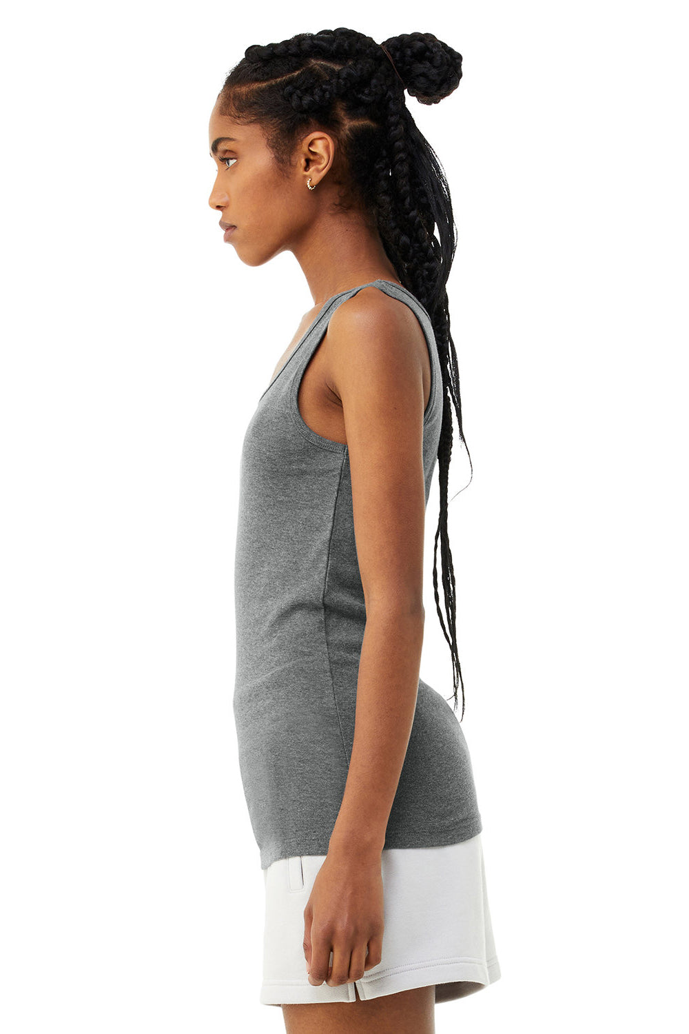 Bella + Canvas 1081 Womens Micro Ribbed Tank Top Heather Deep Grey Model Side