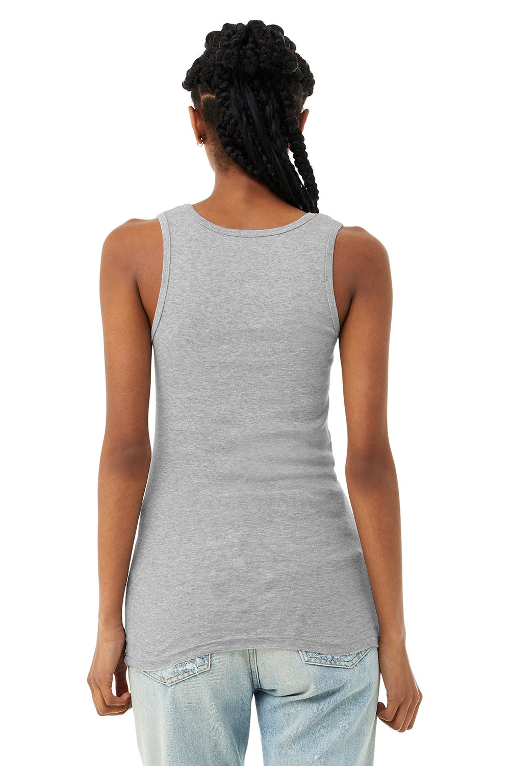 Bella + Canvas 1081 Womens Micro Ribbed Tank Top Heather Grey Model Back
