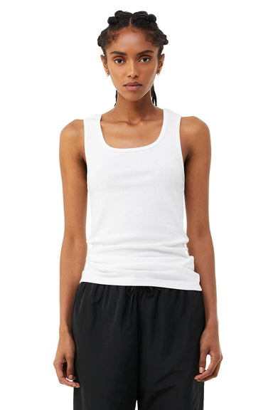 Bella + Canvas 1081 Womens Micro Ribbed Tank Top White Model Front