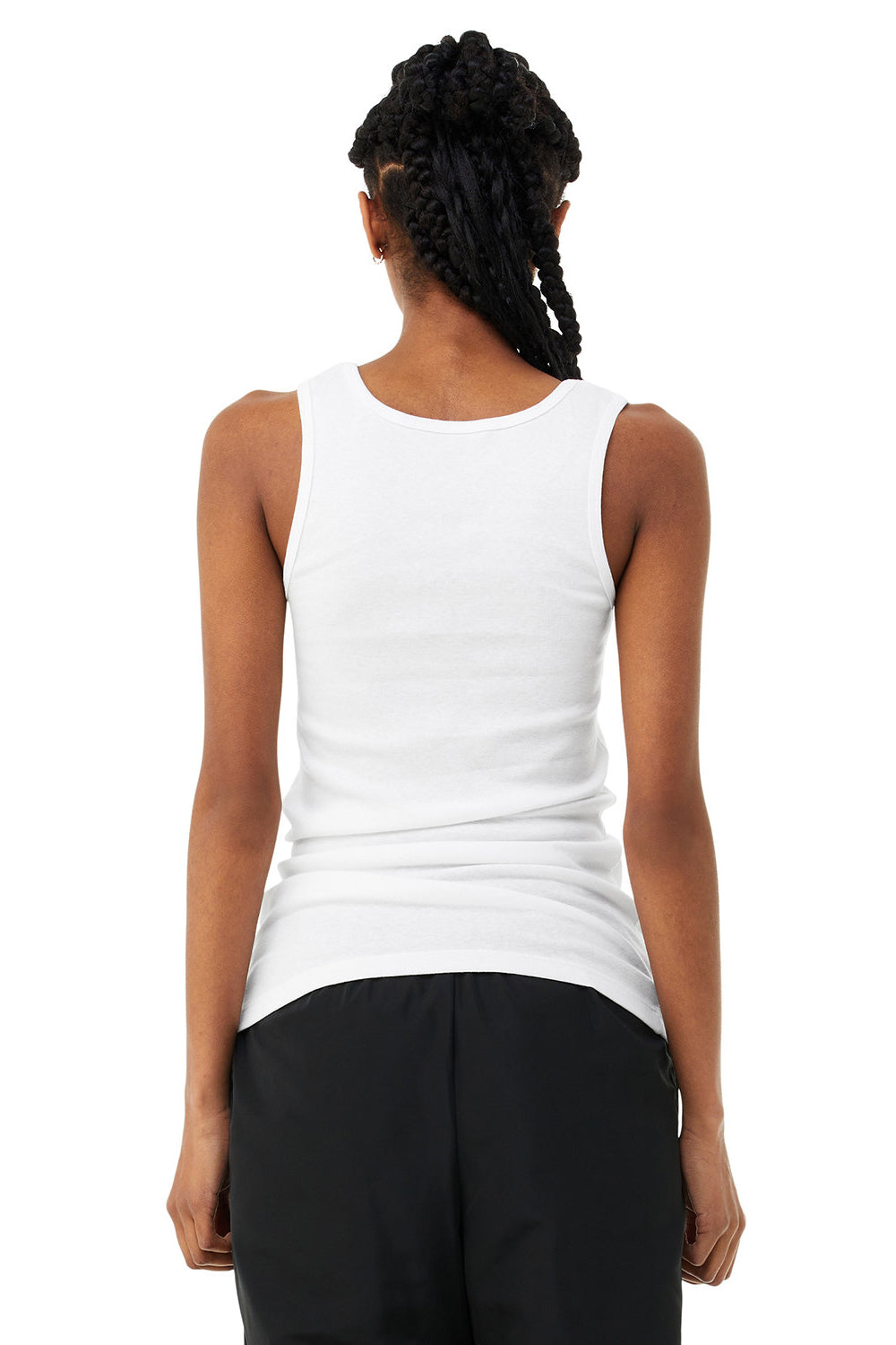 Bella + Canvas 1081 Womens Micro Ribbed Tank Top White Model Back