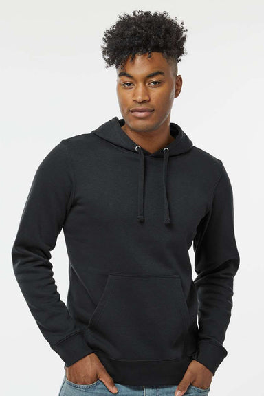 J America 8720 Mens BTB Fleece Hooded Sweatshirt Hoodie w/ Pouch Pocket Black Model Front