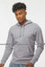 J America 8720 Mens BTB Fleece Hooded Sweatshirt Hoodie w/ Pouch Pocket Oxford Grey Model Front