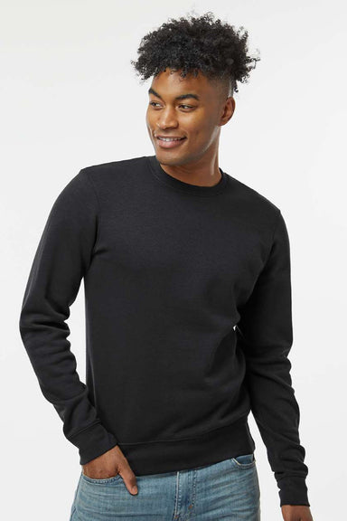 J America 8721 Mens BTB Fleece Crewneck Sweatshirt Black Model Front