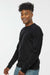 J America 8721 Mens BTB Fleece Crewneck Sweatshirt Black Model Side