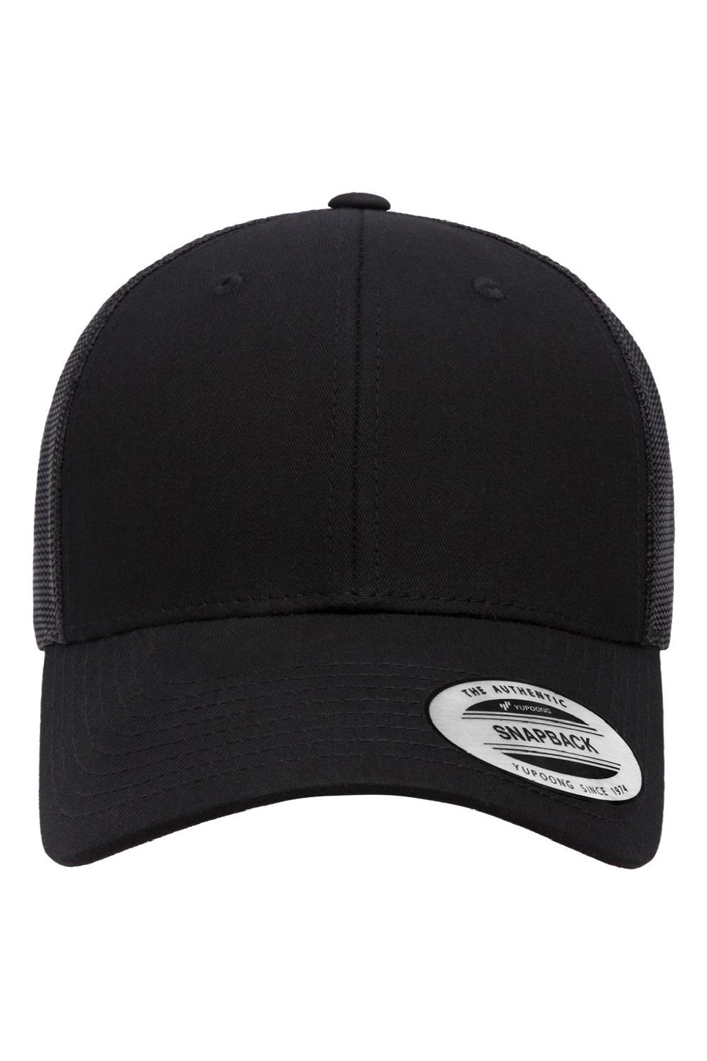 Yupoong Hats 6601 Mens Elite Snapback Hat Black Flat Front
